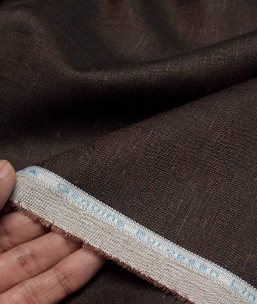 Linen Club 40 LEA Solids 100% Linen Suiting Fabric (Dark Brown)