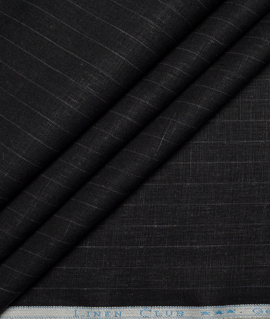 Linen Club 40 LEA Striped 100% Linen Suiting Fabric (Black) Linen Club 40 LEA Striped 100% Linen Suiting Fabric (Black)