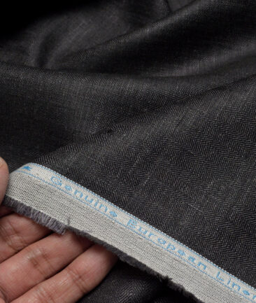Linen Club 40 LEA Self Design 100% Linen Suiting Fabric (Charcoal Grey)