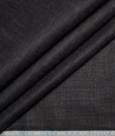 Linen Club 40 LEA Self Design 100% Linen Suiting Fabric (Charcoal Grey)