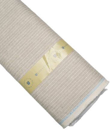 Linen Club 40 LEA Striped 100% Linen Suiting Fabric (Natural Beige)