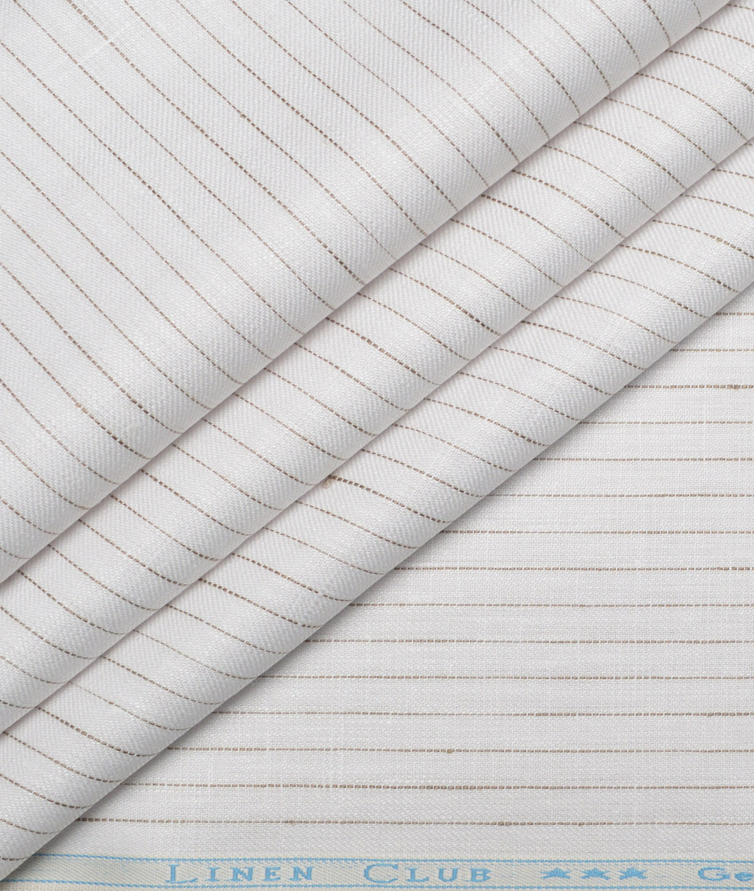 Linen Club 40 LEA Striped 100% Linen Suiting Fabric (White) Linen Club 40 LEA Striped 100% Linen Suiting Fabric (White)