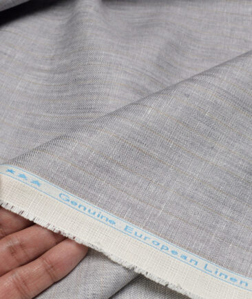 Linen Club 40 LEA Striped 100% Linen Suiting Fabric (Grey)
