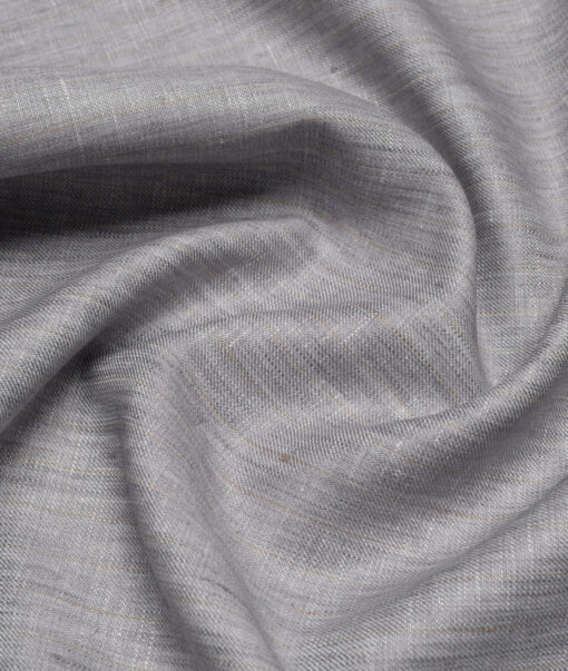 Linen Club 40 LEA Striped 100% Linen Suiting Fabric (Grey)