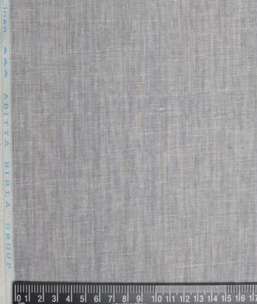 Linen Club 40 LEA Striped 100% Linen Suiting Fabric (Grey)