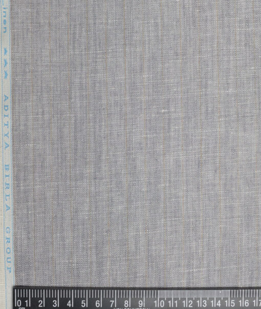 Linen Club 40 LEA Striped 100% Linen Suiting Fabric (Grey)