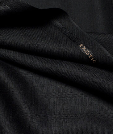 Cadini Italy  Checks Terry Rayon Unstitched Suiting Fabric (Black)