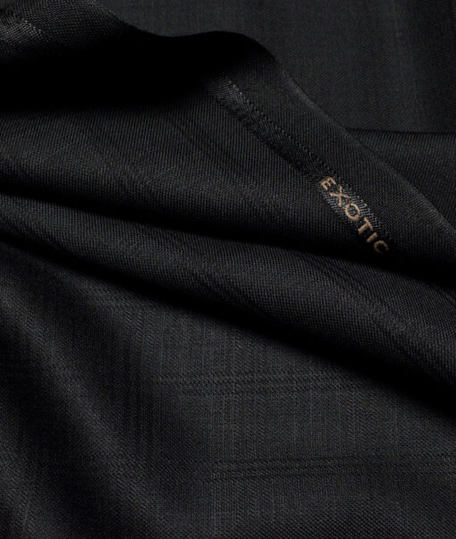 Cadini Italy  Checks Terry Rayon Unstitched Suiting Fabric (Black)