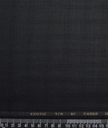 Cadini Italy  Checks Terry Rayon Unstitched Suiting Fabric (Black)
