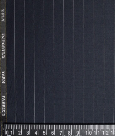 Canetti Italy  Striped Terry Rayon Unstitched Suiting Fabric (Navy Blue) - Image 4