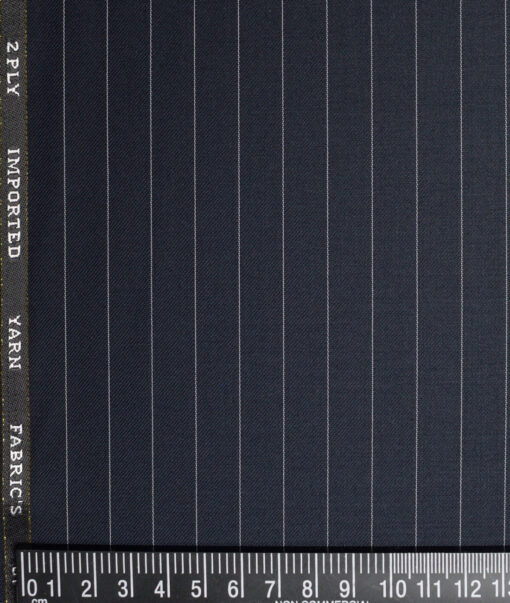 Canetti Italy  Striped Terry Rayon Unstitched Suiting Fabric (Navy Blue) - Image 4