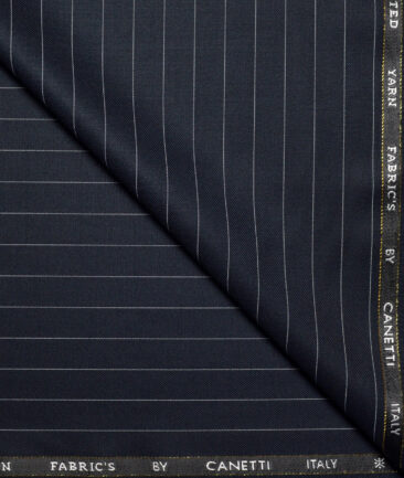 Canetti Italy  Striped Terry Rayon Unstitched Suiting Fabric (Navy Blue)