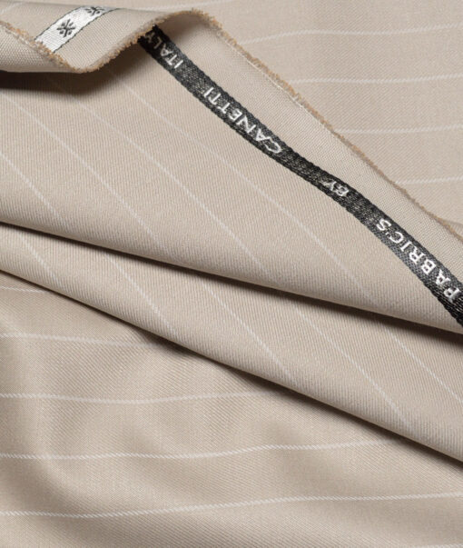 Canetti Italy  Striped Terry Rayon Unstitched Stretchable Suiting Fabric (Beige)