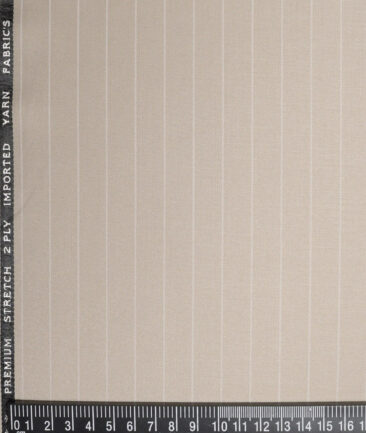 Canetti Italy  Striped Terry Rayon Unstitched Stretchable Suiting Fabric (Beige)