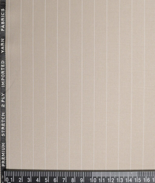 Canetti Italy  Striped Terry Rayon Unstitched Stretchable Suiting Fabric (Beige)