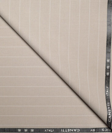 Canetti Italy  Striped Terry Rayon Unstitched Stretchable Suiting Fabric (Beige)