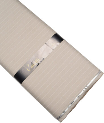 Canetti Italy  Striped Terry Rayon Unstitched Stretchable Suiting Fabric (Beige)