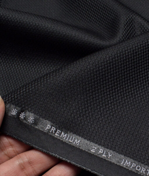 Canetti Italy  Structured Terry Rayon Unstitched Suiting Fabric (Black)
