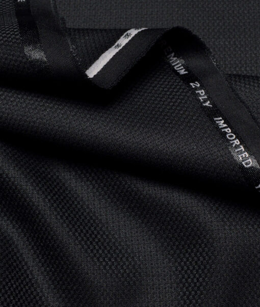 Canetti Italy  Structured Terry Rayon Unstitched Suiting Fabric (Black)