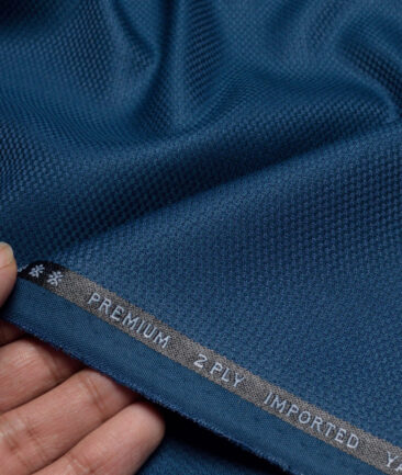 Canetti Italy  Structured Terry Rayon Unstitched Suiting Fabric (Cerulean Blue)