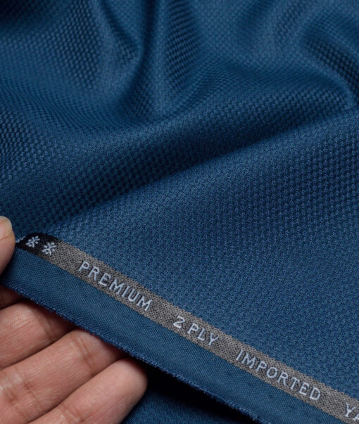 Canetti Italy  Structured Terry Rayon Unstitched Suiting Fabric (Cerulean Blue)