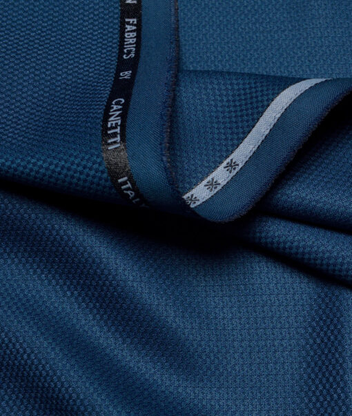 Canetti Italy  Structured Terry Rayon Unstitched Suiting Fabric (Cerulean Blue)