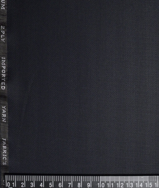 Canetti Italy  Striped Terry Rayon Unstitched Suiting Fabric (Dark Navy Blue)