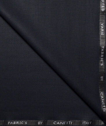 Canetti Italy  Striped Terry Rayon Unstitched Suiting Fabric (Dark Navy Blue)