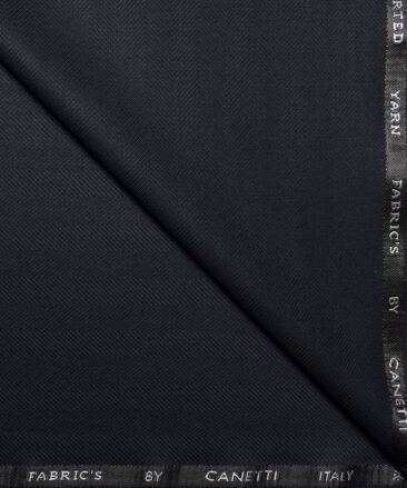Canetti Italy  Striped Terry Rayon Unstitched Suiting Fabric (Dark Navy Blue)