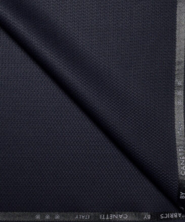 Canetti Italy  Structured Terry Rayon Unstitched Suiting Fabric (Dark Purplish Blue)