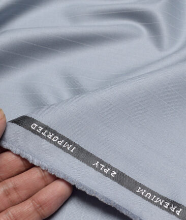 Canetti Italy  Striped Terry Rayon Unstitched Suiting Fabric (Light Blue)