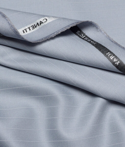 Canetti Italy  Striped Terry Rayon Unstitched Suiting Fabric (Light Blue)