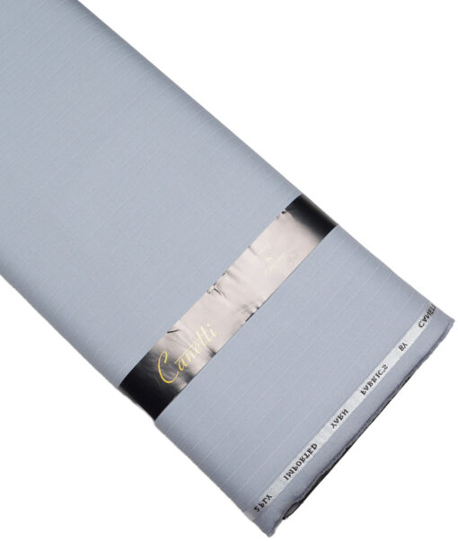 Canetti Italy  Striped Terry Rayon Unstitched Suiting Fabric (Light Blue)