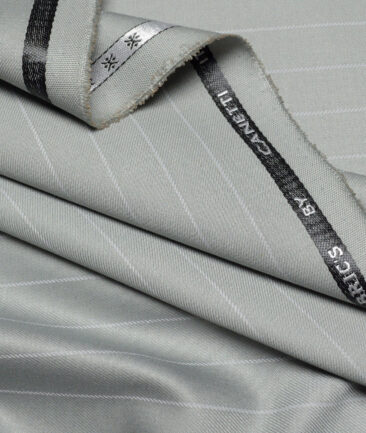 Canetti Italy  Striped Terry Rayon Unstitched Stretchable Suiting Fabric (Light Sea Mist Green)