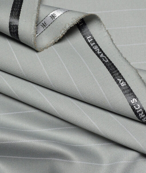 Canetti Italy  Striped Terry Rayon Unstitched Stretchable Suiting Fabric (Light Sea Mist Green)