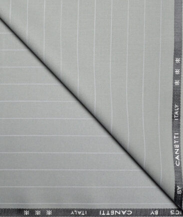 Canetti Italy  Striped Terry Rayon Unstitched Stretchable Suiting Fabric (Light Sea Mist Green)