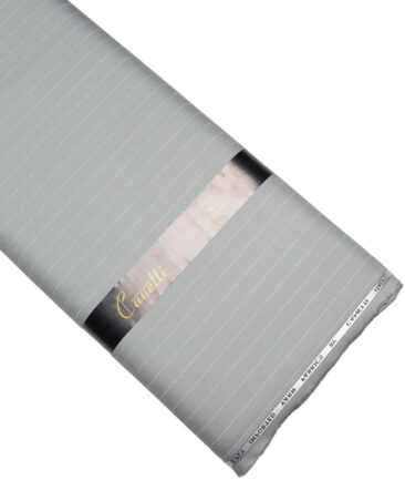 Canetti Italy  Striped Terry Rayon Unstitched Stretchable Suiting Fabric (Light Sea Mist Green)