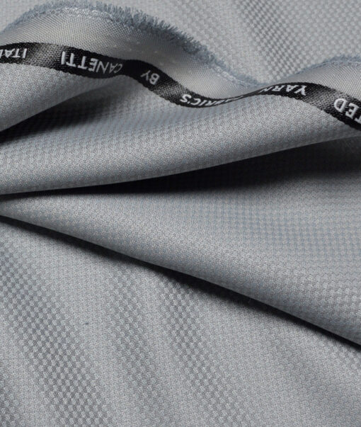Canetti Italy  Structured Terry Rayon Unstitched Suiting Fabric (Silver Grey)