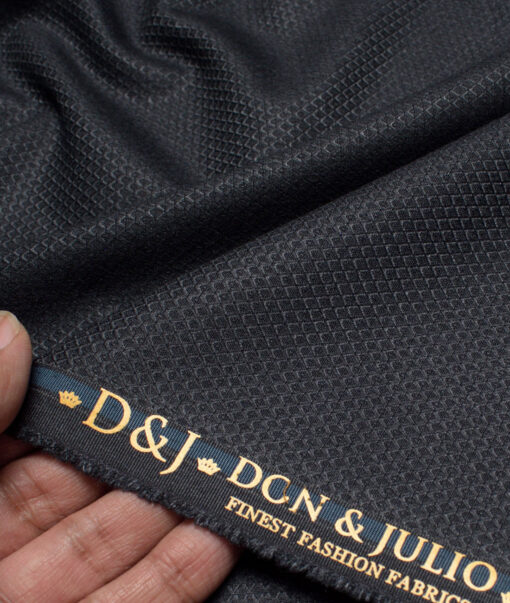 Don & Julio  Structured Terry Rayon Unstitched Suiting Fabric (Charcoal Grey)
