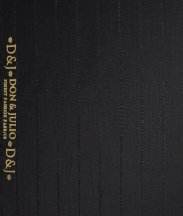 Don & Julio  Striped Terry Rayon Unstitched Suiting Fabric (Black)