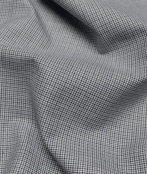 Don & Julio  Self Design Terry Rayon Unstitched Stretchable Suiting Fabric (White & Grey)