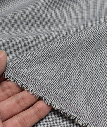 Don & Julio  Self Design Terry Rayon Unstitched Stretchable Suiting Fabric (White & Grey)