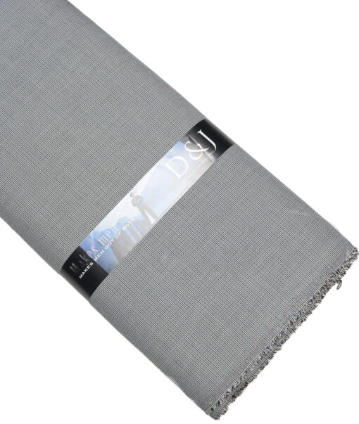Don & Julio  Self Design Terry Rayon Unstitched Stretchable Suiting Fabric (White & Grey)