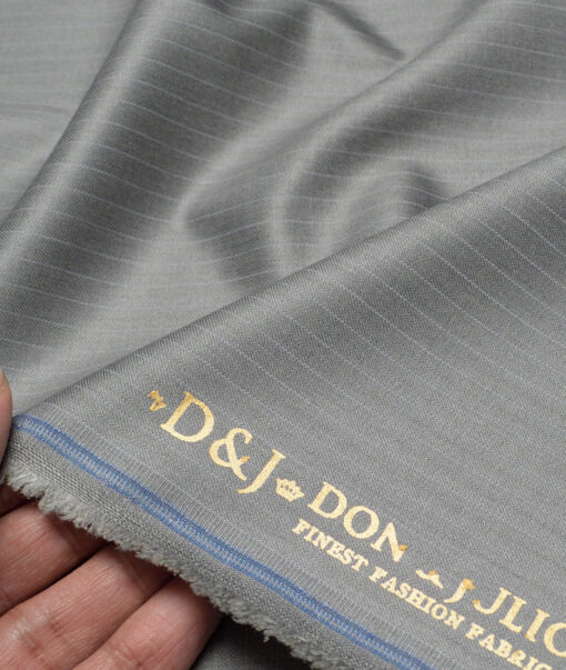 Don & Julio  Striped Terry Rayon Unstitched Suiting Fabric (Grey)