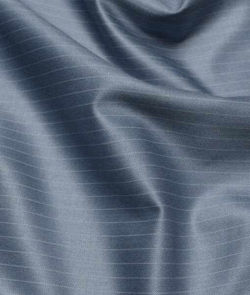 Don & Julio  Striped Terry Rayon Unstitched Suiting Fabric (Light Blue)