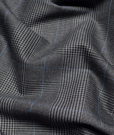 Italian Channel  Checks Terry Rayon Unstitched Suiting Fabric (Grey)