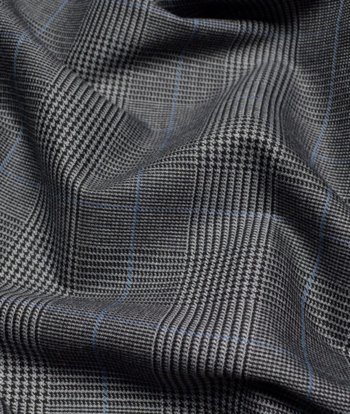 Italian Channel  Checks Terry Rayon Unstitched Suiting Fabric (Grey)