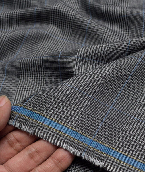 Italian Channel  Checks Terry Rayon Unstitched Suiting Fabric (Grey)