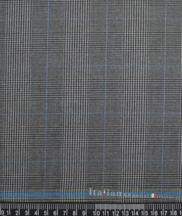 Italian Channel  Checks Terry Rayon Unstitched Suiting Fabric (Grey)