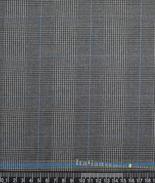 Italian Channel  Checks Terry Rayon Unstitched Suiting Fabric (Grey)